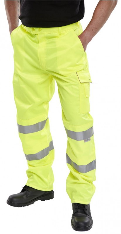 Yellow Hi Vis Cargo Work Trousers Bodyguard Workwear