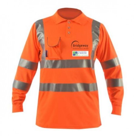 Long Sleeve Hi Vis Polo Shirt w/ Soft Under Arm Ventilation & Soft Ribbed Cuff