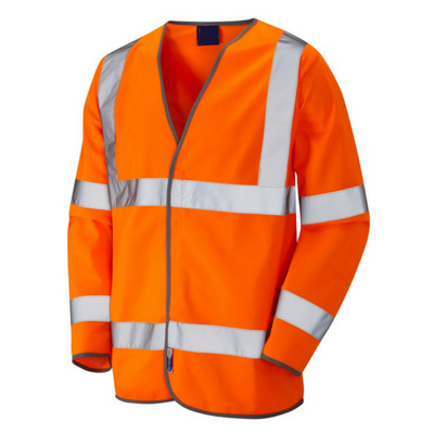 Orange High Vis Vest Long Sleeve With Black Edge | Bodyguard Workwear